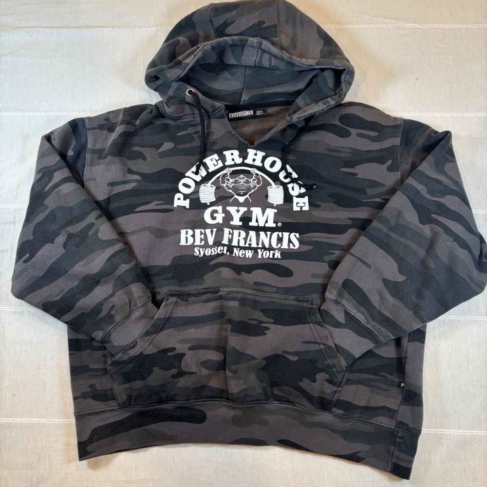 Pennant Powerhouse Gym Bev Francis Camo Hoodie Syosset NY Mens Large